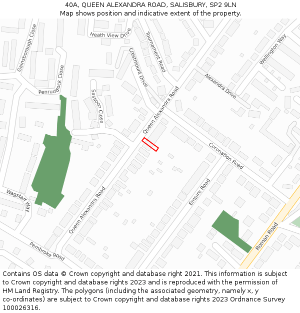 40A, QUEEN ALEXANDRA ROAD, SALISBURY, SP2 9LN: Location map and indicative extent of plot