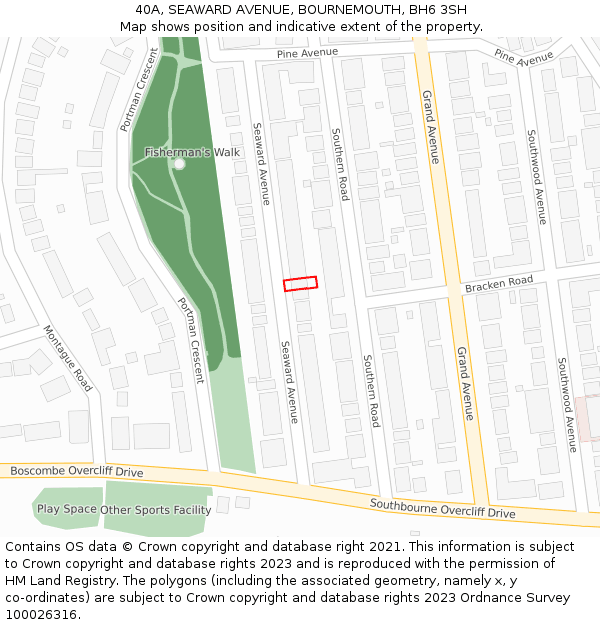40A, SEAWARD AVENUE, BOURNEMOUTH, BH6 3SH: Location map and indicative extent of plot