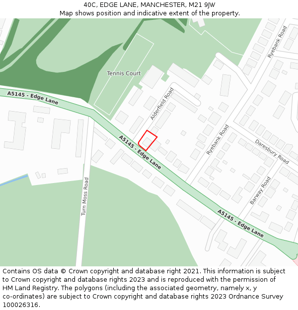 40C, EDGE LANE, MANCHESTER, M21 9JW: Location map and indicative extent of plot