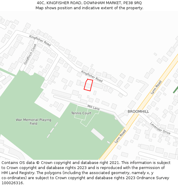 40C, KINGFISHER ROAD, DOWNHAM MARKET, PE38 9RQ: Location map and indicative extent of plot