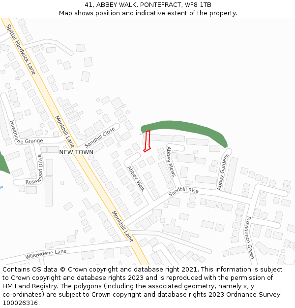 41, ABBEY WALK, PONTEFRACT, WF8 1TB: Location map and indicative extent of plot