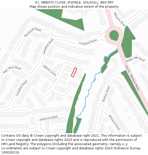 41, ABBOTS CLOSE, KNOWLE, SOLIHULL, B93 9PP: Location map and indicative extent of plot