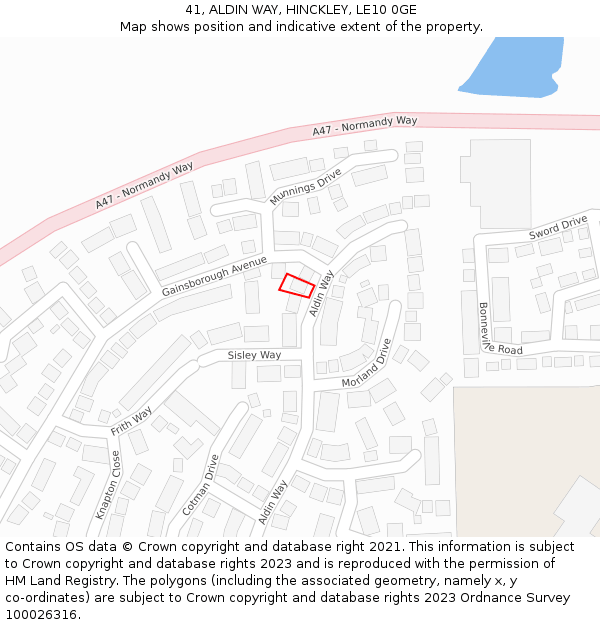 41, ALDIN WAY, HINCKLEY, LE10 0GE: Location map and indicative extent of plot