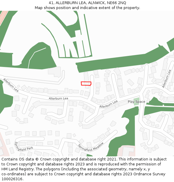 41, ALLERBURN LEA, ALNWICK, NE66 2NQ: Location map and indicative extent of plot