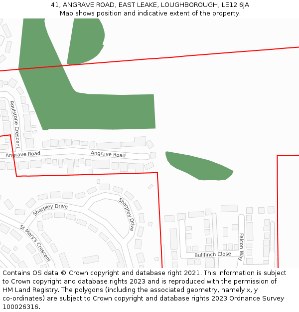41, ANGRAVE ROAD, EAST LEAKE, LOUGHBOROUGH, LE12 6JA: Location map and indicative extent of plot