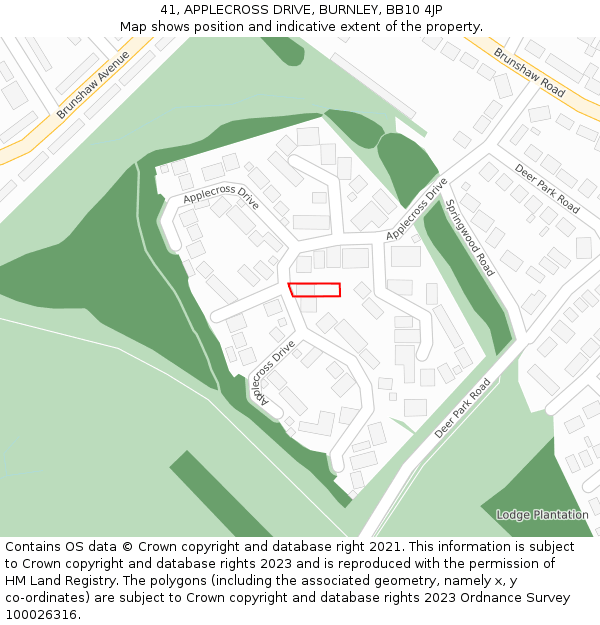 41, APPLECROSS DRIVE, BURNLEY, BB10 4JP: Location map and indicative extent of plot