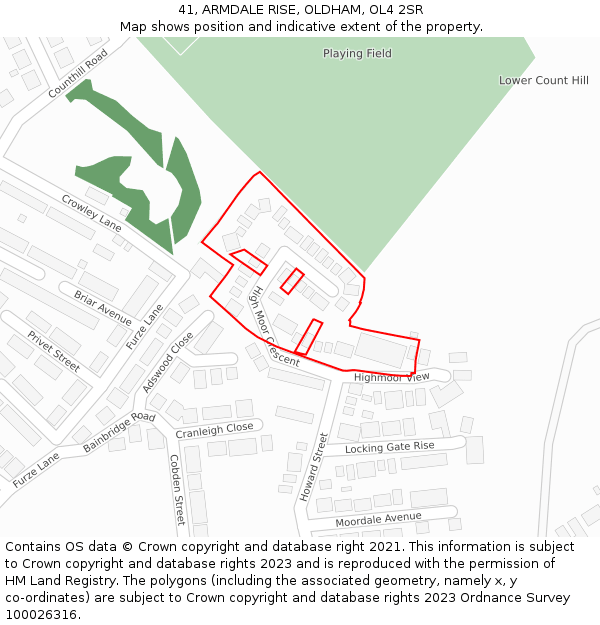 41, ARMDALE RISE, OLDHAM, OL4 2SR: Location map and indicative extent of plot