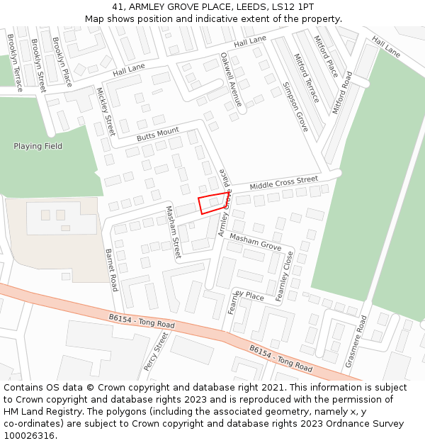 41, ARMLEY GROVE PLACE, LEEDS, LS12 1PT: Location map and indicative extent of plot