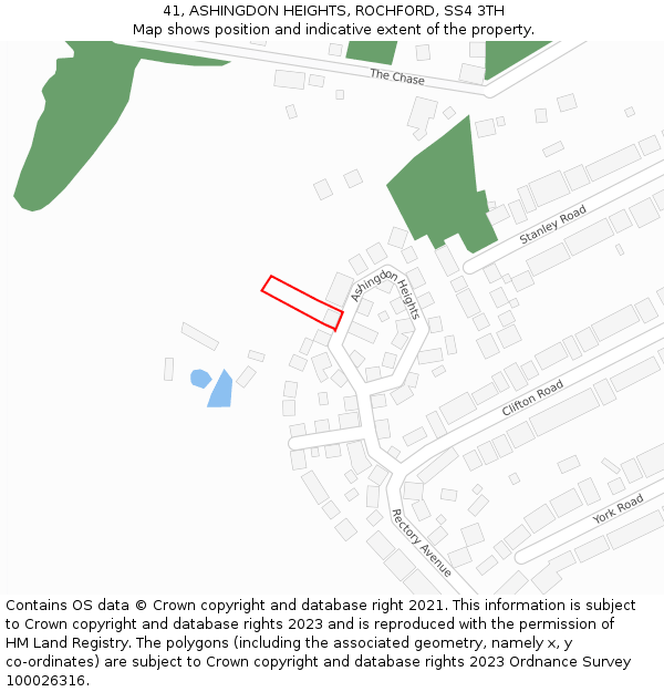 41, ASHINGDON HEIGHTS, ROCHFORD, SS4 3TH: Location map and indicative extent of plot