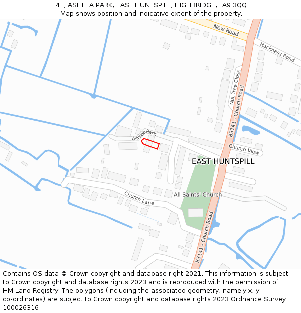 41, ASHLEA PARK, EAST HUNTSPILL, HIGHBRIDGE, TA9 3QQ: Location map and indicative extent of plot