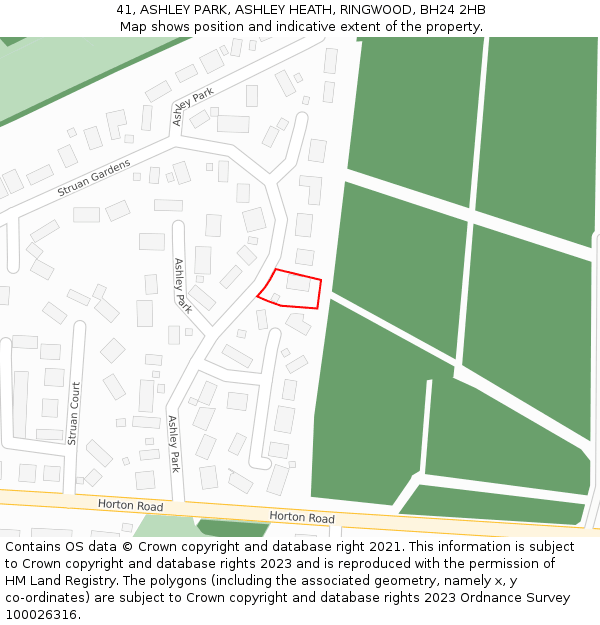 41, ASHLEY PARK, ASHLEY HEATH, RINGWOOD, BH24 2HB: Location map and indicative extent of plot