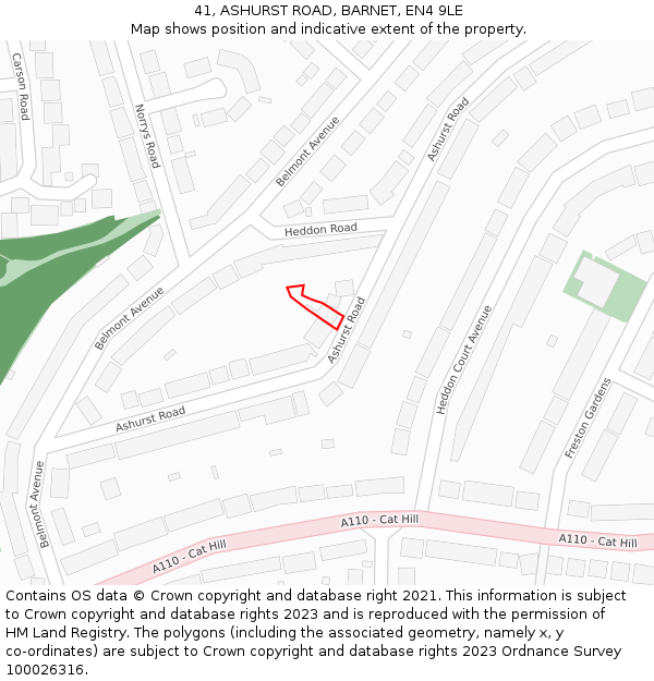 41, ASHURST ROAD, BARNET, EN4 9LE: Location map and indicative extent of plot