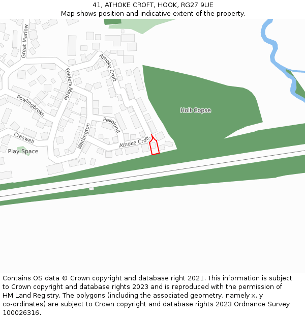 41, ATHOKE CROFT, HOOK, RG27 9UE: Location map and indicative extent of plot