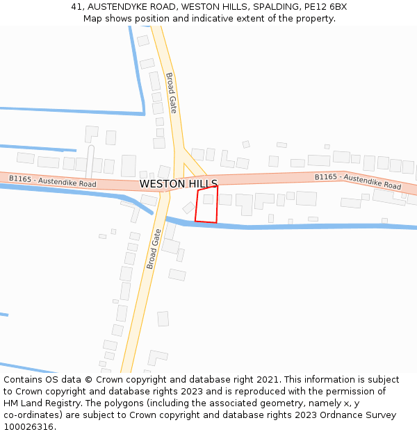 41, AUSTENDYKE ROAD, WESTON HILLS, SPALDING, PE12 6BX: Location map and indicative extent of plot