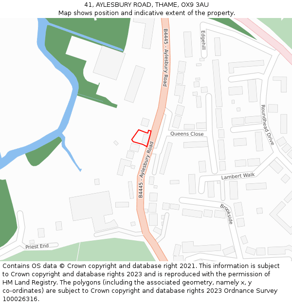 41, AYLESBURY ROAD, THAME, OX9 3AU: Location map and indicative extent of plot