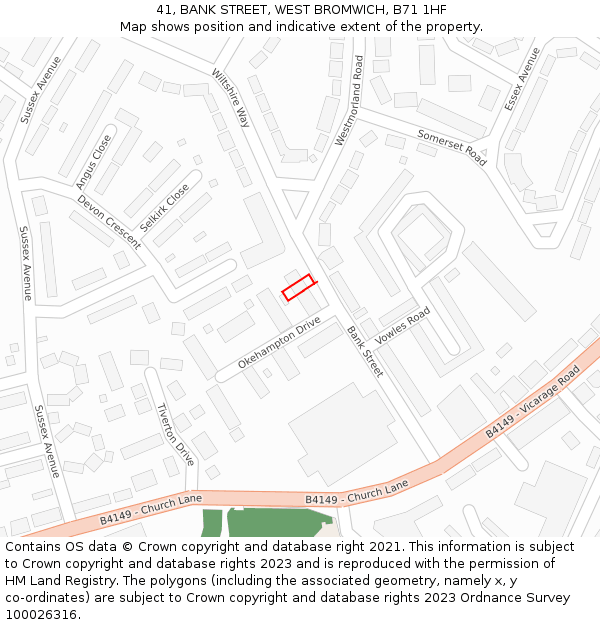 41, BANK STREET, WEST BROMWICH, B71 1HF: Location map and indicative extent of plot