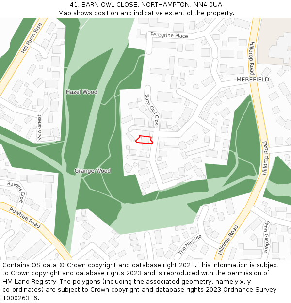 41, BARN OWL CLOSE, NORTHAMPTON, NN4 0UA: Location map and indicative extent of plot