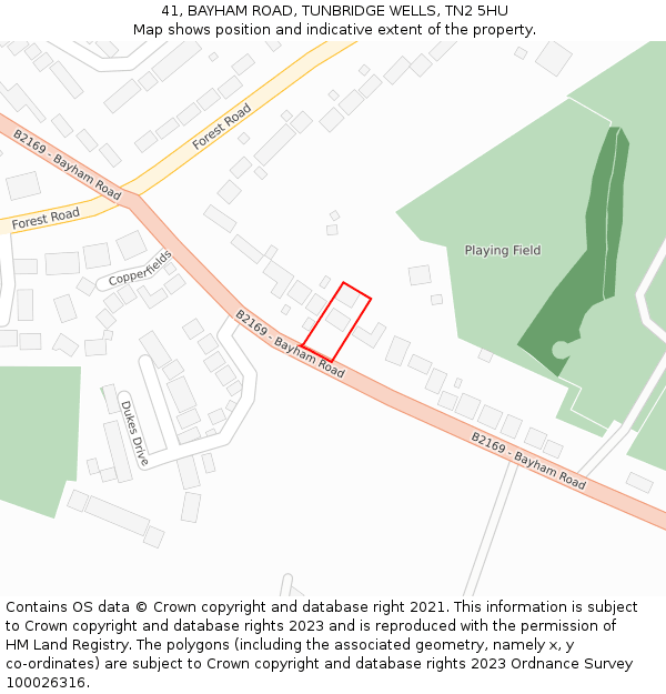 41, BAYHAM ROAD, TUNBRIDGE WELLS, TN2 5HU: Location map and indicative extent of plot