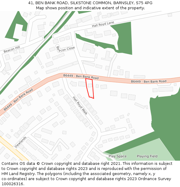 41, BEN BANK ROAD, SILKSTONE COMMON, BARNSLEY, S75 4PG: Location map and indicative extent of plot