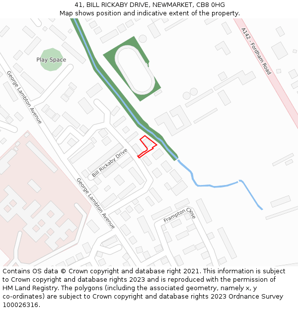 41, BILL RICKABY DRIVE, NEWMARKET, CB8 0HG: Location map and indicative extent of plot