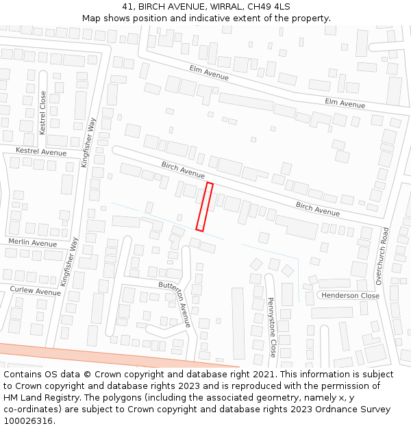 41, BIRCH AVENUE, WIRRAL, CH49 4LS: Location map and indicative extent of plot