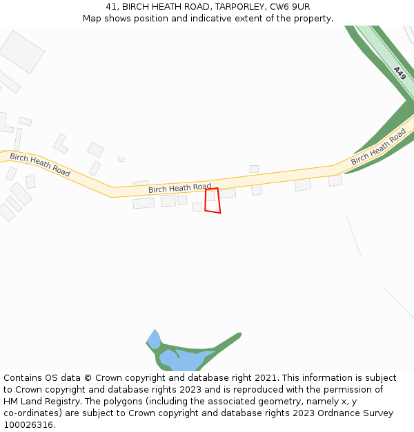 41, BIRCH HEATH ROAD, TARPORLEY, CW6 9UR: Location map and indicative extent of plot