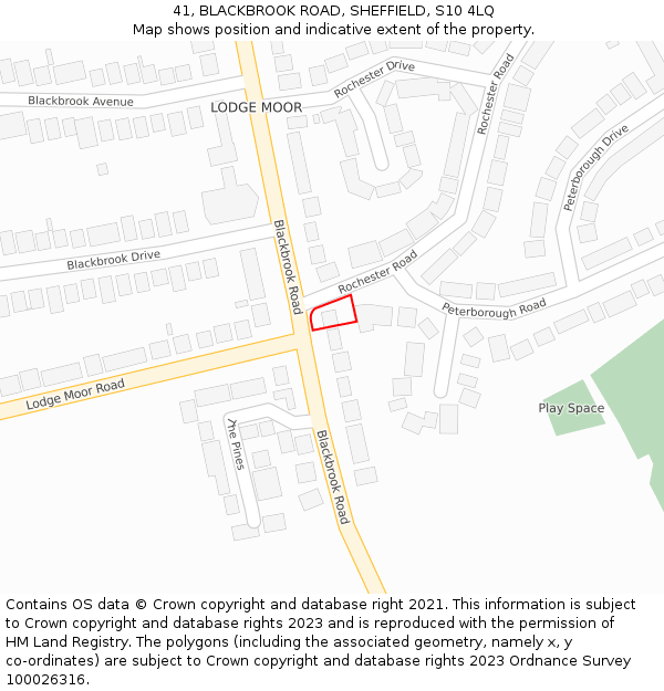 41, BLACKBROOK ROAD, SHEFFIELD, S10 4LQ: Location map and indicative extent of plot