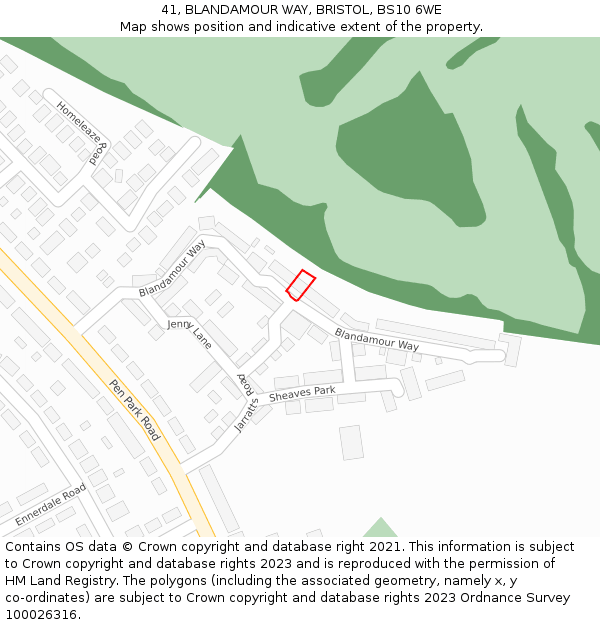 41, BLANDAMOUR WAY, BRISTOL, BS10 6WE: Location map and indicative extent of plot