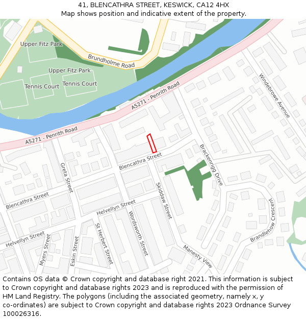 41, BLENCATHRA STREET, KESWICK, CA12 4HX: Location map and indicative extent of plot