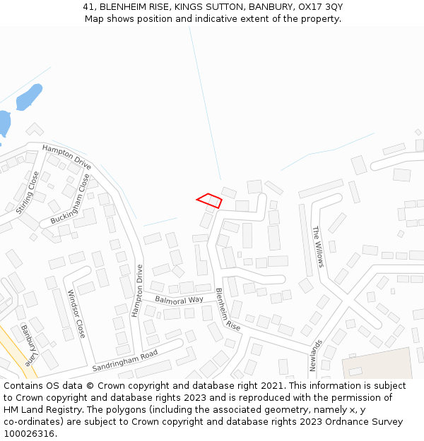 41, BLENHEIM RISE, KINGS SUTTON, BANBURY, OX17 3QY: Location map and indicative extent of plot