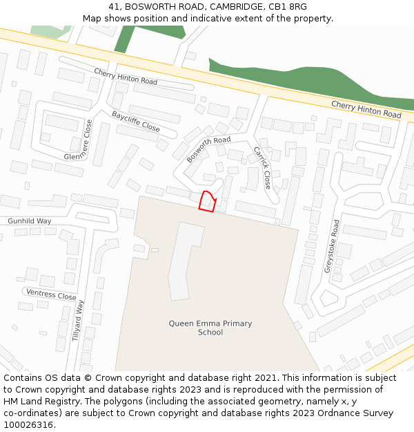 41, BOSWORTH ROAD, CAMBRIDGE, CB1 8RG: Location map and indicative extent of plot