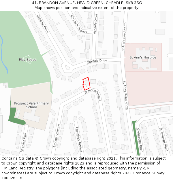 41, BRANDON AVENUE, HEALD GREEN, CHEADLE, SK8 3SG: Location map and indicative extent of plot