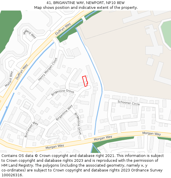 41, BRIGANTINE WAY, NEWPORT, NP10 8EW: Location map and indicative extent of plot