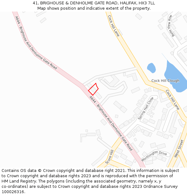 41, BRIGHOUSE & DENHOLME GATE ROAD, HALIFAX, HX3 7LL: Location map and indicative extent of plot