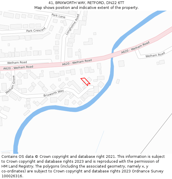 41, BRIXWORTH WAY, RETFORD, DN22 6TT: Location map and indicative extent of plot