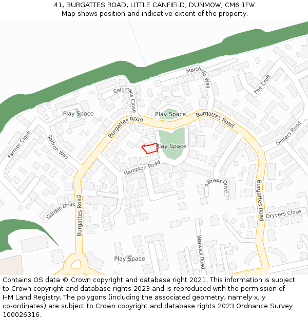 41, BURGATTES ROAD, LITTLE CANFIELD, DUNMOW, CM6 1FW: Location map and indicative extent of plot