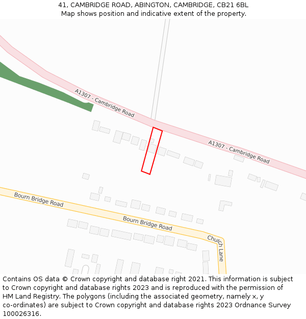 41, CAMBRIDGE ROAD, ABINGTON, CAMBRIDGE, CB21 6BL: Location map and indicative extent of plot