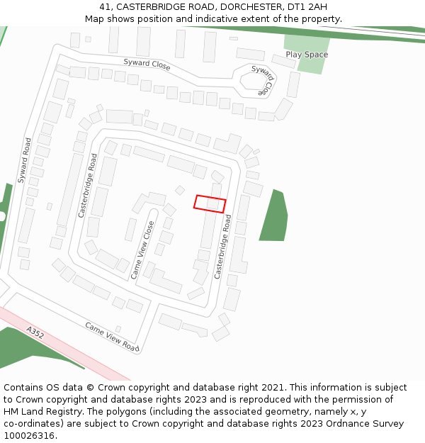 41, CASTERBRIDGE ROAD, DORCHESTER, DT1 2AH: Location map and indicative extent of plot
