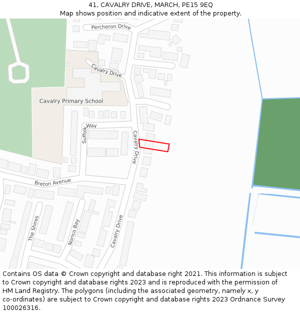 41, CAVALRY DRIVE, MARCH, PE15 9EQ: Location map and indicative extent of plot