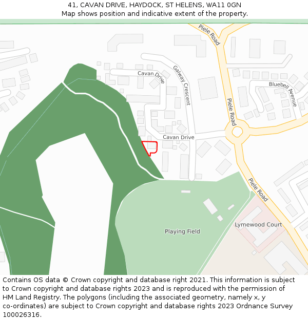 41, CAVAN DRIVE, HAYDOCK, ST HELENS, WA11 0GN: Location map and indicative extent of plot