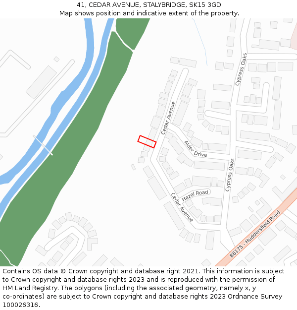 41, CEDAR AVENUE, STALYBRIDGE, SK15 3GD: Location map and indicative extent of plot