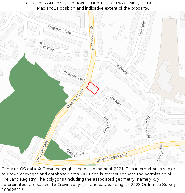 41, CHAPMAN LANE, FLACKWELL HEATH, HIGH WYCOMBE, HP10 9BD: Location map and indicative extent of plot