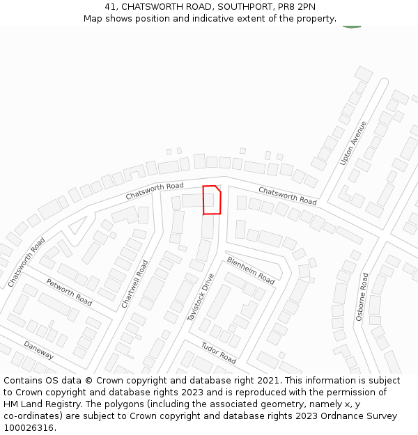 41, CHATSWORTH ROAD, SOUTHPORT, PR8 2PN: Location map and indicative extent of plot