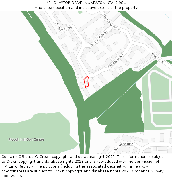 41, CHAYTOR DRIVE, NUNEATON, CV10 9SU: Location map and indicative extent of plot