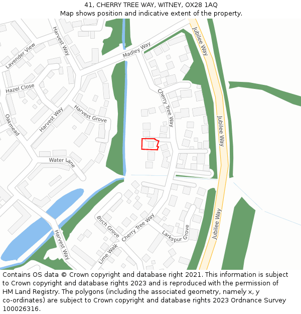 41, CHERRY TREE WAY, WITNEY, OX28 1AQ: Location map and indicative extent of plot