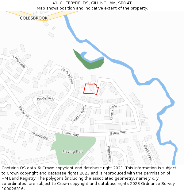 41, CHERRYFIELDS, GILLINGHAM, SP8 4TJ: Location map and indicative extent of plot