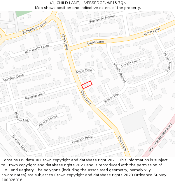 41, CHILD LANE, LIVERSEDGE, WF15 7QN: Location map and indicative extent of plot
