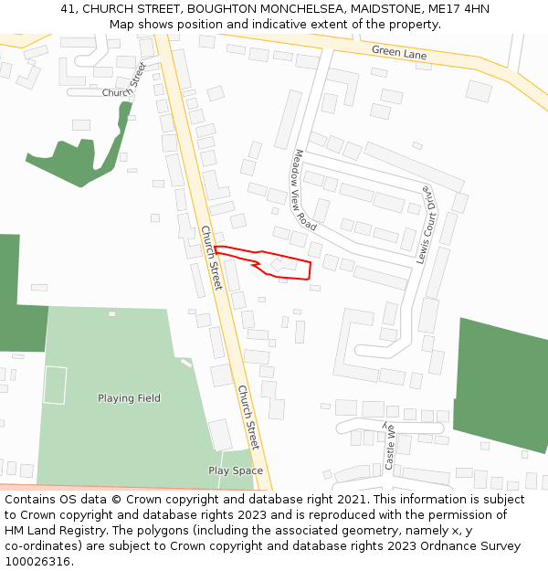 41, CHURCH STREET, BOUGHTON MONCHELSEA, MAIDSTONE, ME17 4HN: Location map and indicative extent of plot