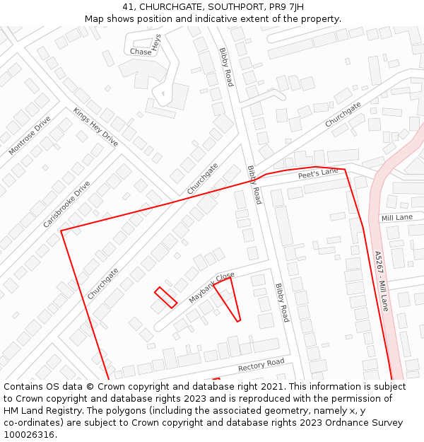 41, CHURCHGATE, SOUTHPORT, PR9 7JH: Location map and indicative extent of plot