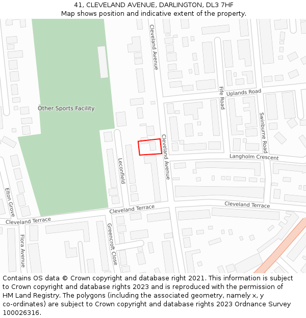 41, CLEVELAND AVENUE, DARLINGTON, DL3 7HF: Location map and indicative extent of plot